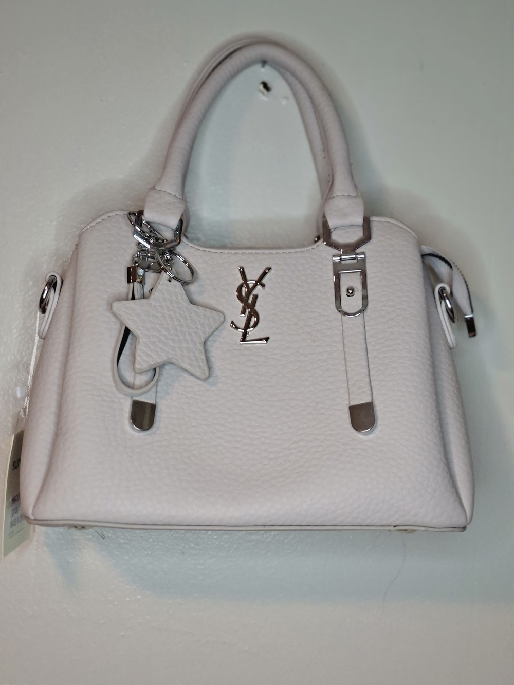 Yves Saint Laurent Inspired White Pebbled Leather Satchel